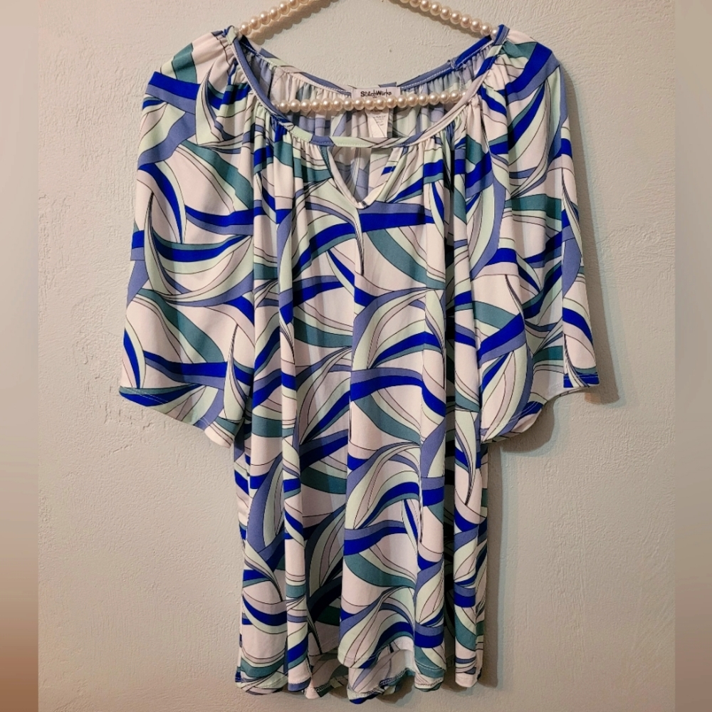 Plus size vintage colorful women wide sleeve top